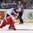 OSTRAVA, CZECH REPUBLIC - MAY 3: Denmark's Jesper B. Jensen #41 dives to block a shot from Finland's Antti Pihlstrom #41 during preliminary round action at the 2015 IIHF Ice Hockey World Championship. (Photo by Richard Wolowicz/HHOF-IIHF Images)

